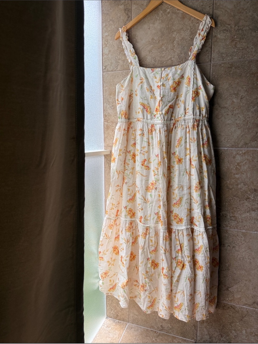 LoveShackFancy Dress Ann Midi Pockets Floral Sunshine Cotton Linen Lined Size L - Picture 2 of 16